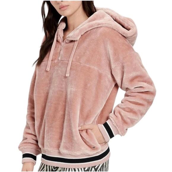 UGG Tops - UGG Kailani Faux Fur Hoodie Half Zip Pullover Pink Dawn Plush Sweatshirt Size S